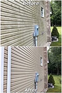 Siding Soft Washed And Treated With Our Mold Inhibitor